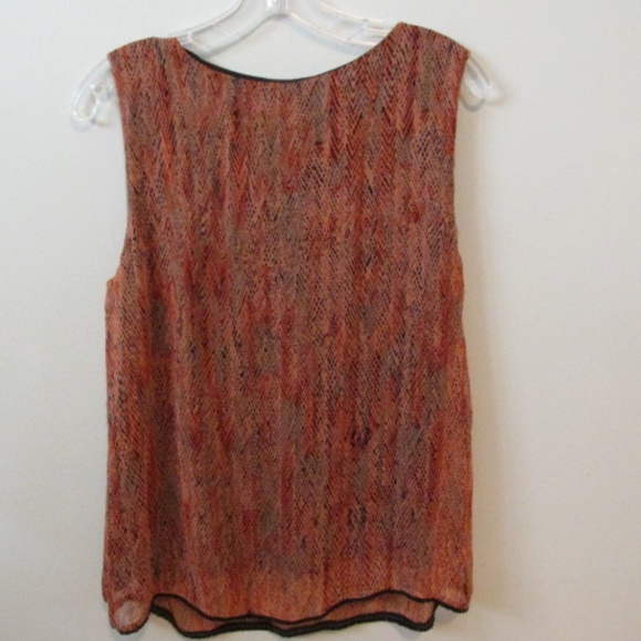 Ella Moos Red&Black Sheer Sleeveless Top, Size M - Picture 2 of 5